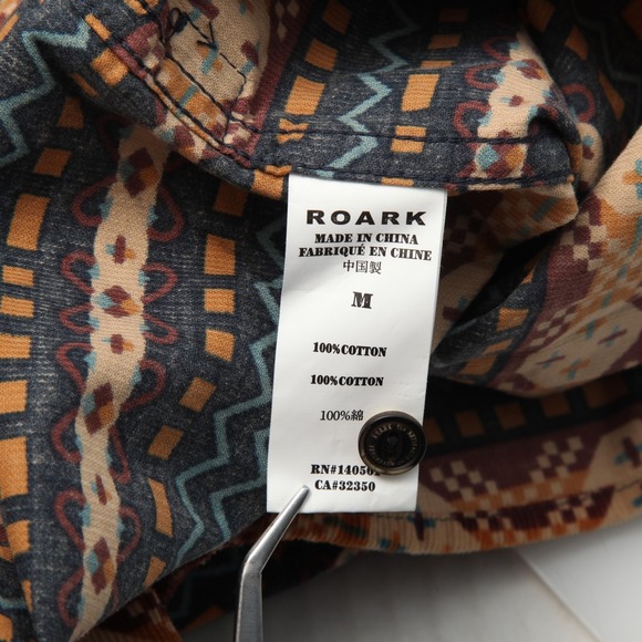 Roark Shirt Mens Medium Multicolor Aztec Corduroy Long Sleeve Button Front - Picture 5 of 10